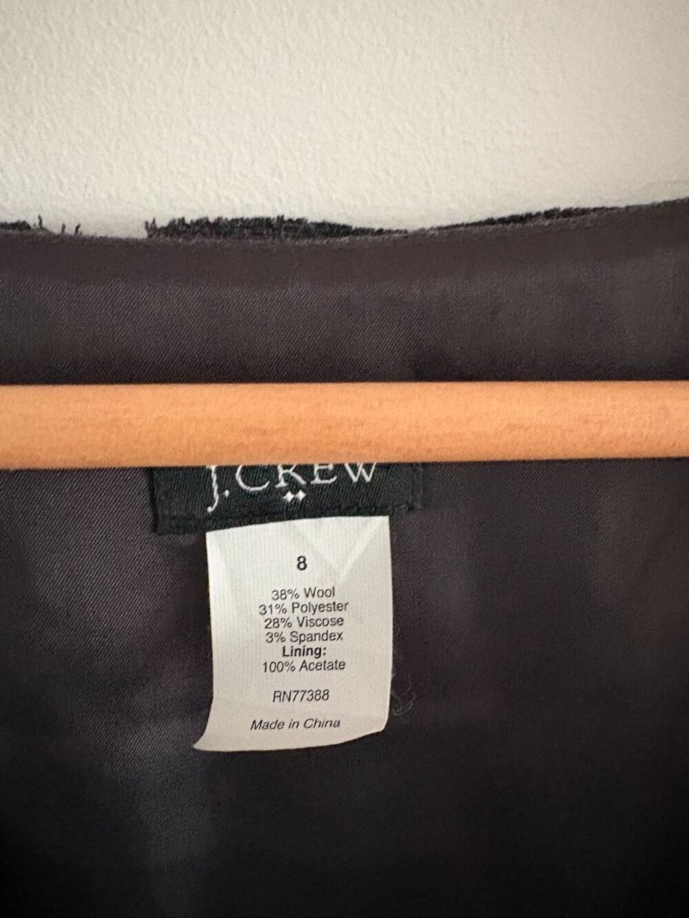 J. Crew Wool Blend Shift Dress Ruffle Neckline Short Sleeve Charcoal Grey Size 8 - Picture 6 of 6